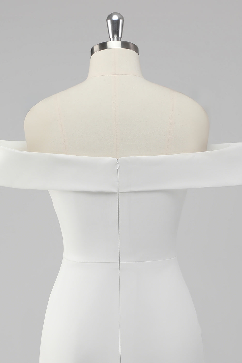 Simple Sheath Off the Shoulder Satin Short White Graduation Dress - Image 5