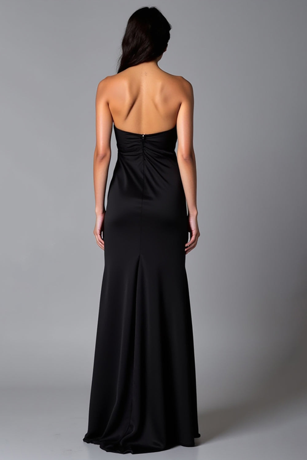 Simple Black Sheath Halter Long Black Tie Dress with Slit - Image 2