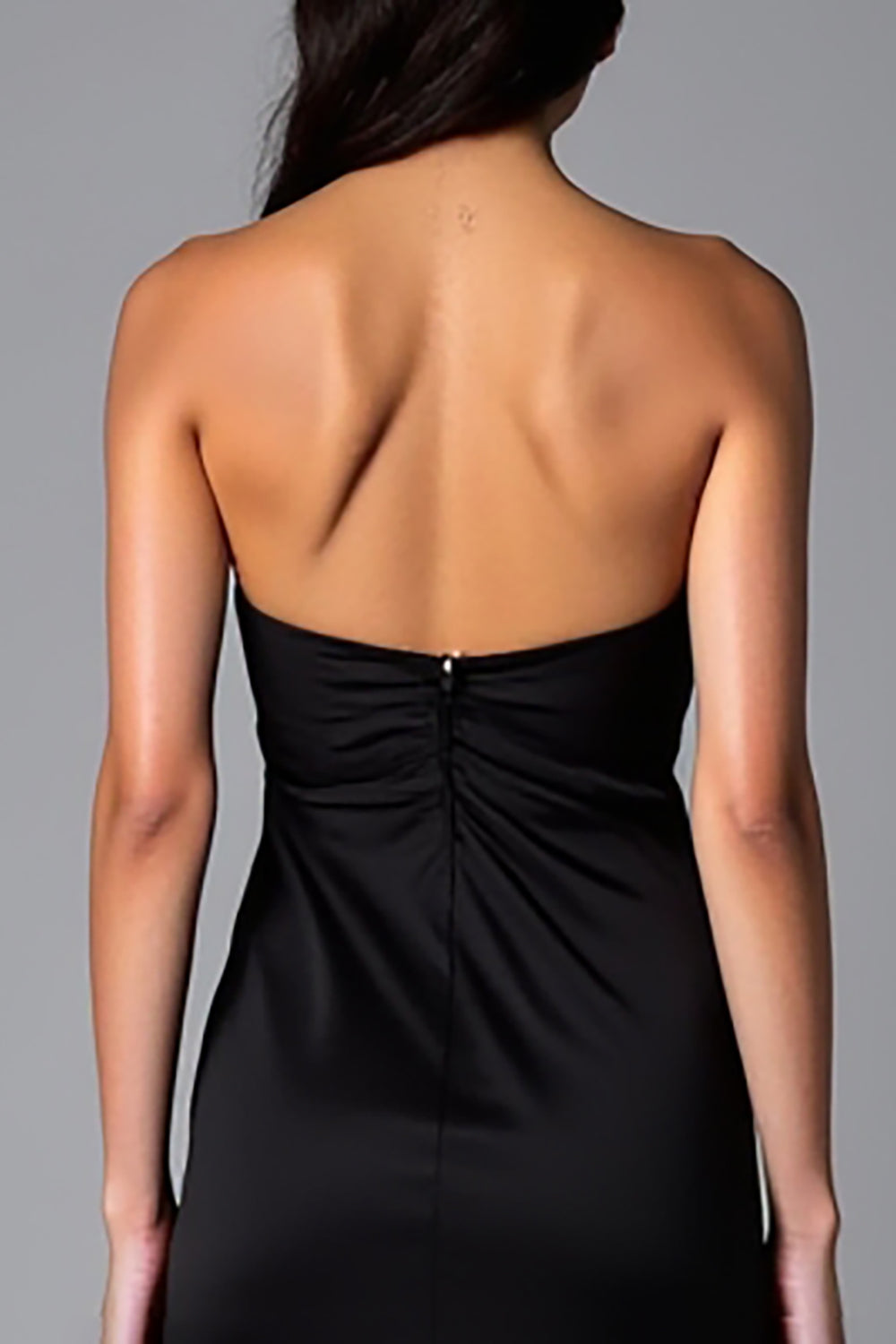Simple Black Sheath Halter Long Black Tie Dress with Slit - Image 5