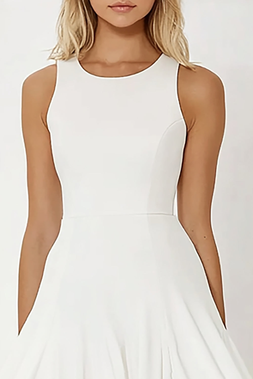 Simple White Chiffon Ruffled Graduation Dress - Image 2