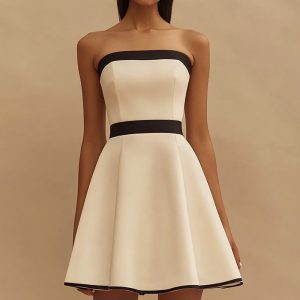 Ivory A Line Strapless Mini Dress