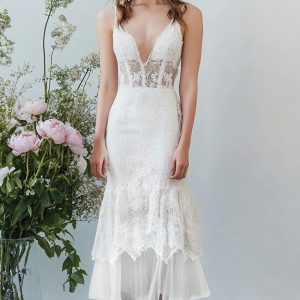 White Spaghetti Straps Lace Graduation Dress