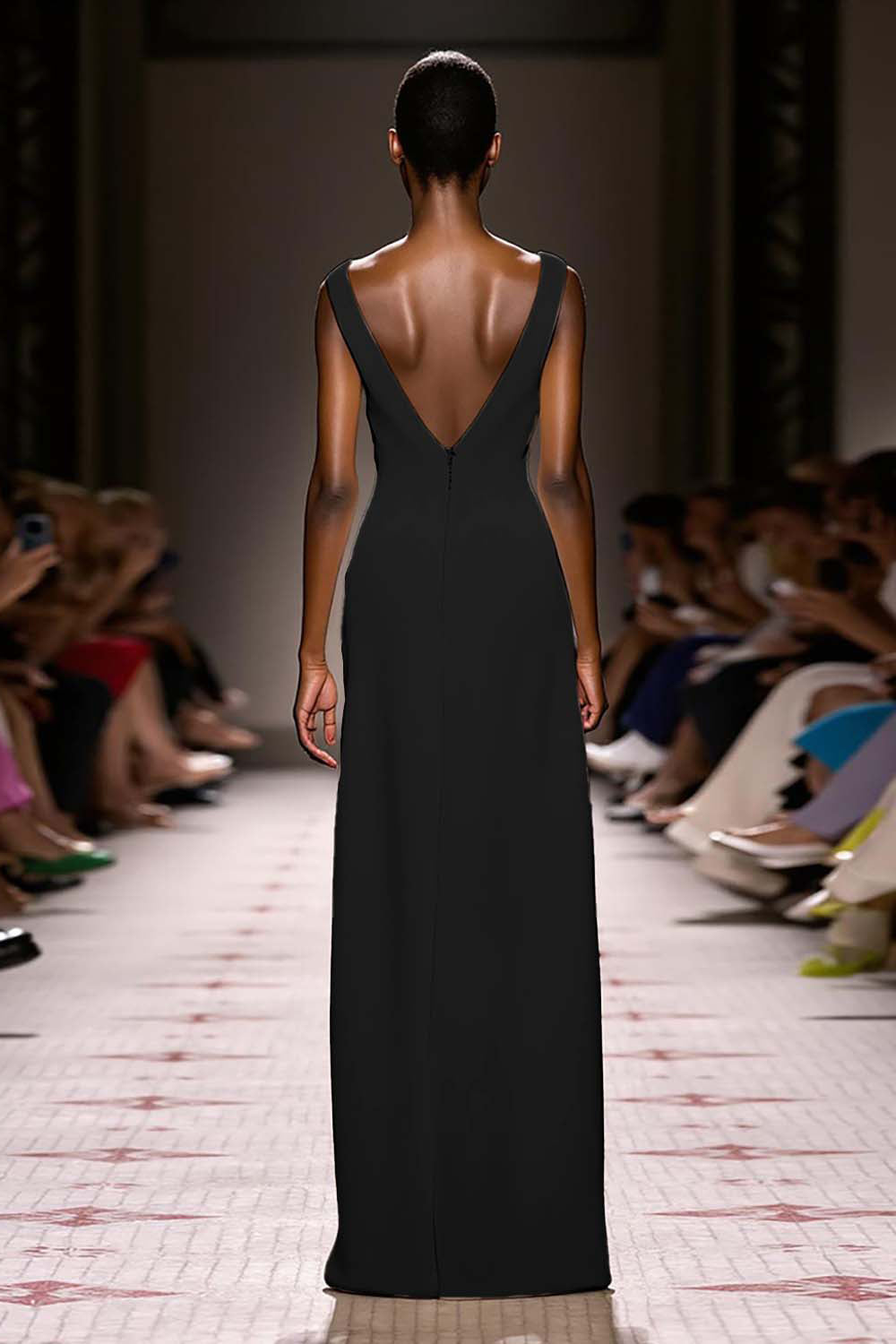 Simple Ivory V-Neck Sheath Long Evening Dress - Image 6