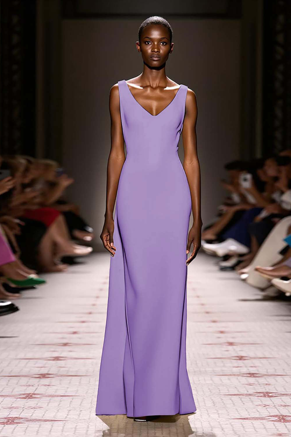 Simple Ivory V-Neck Sheath Long Evening Dress - Image 7