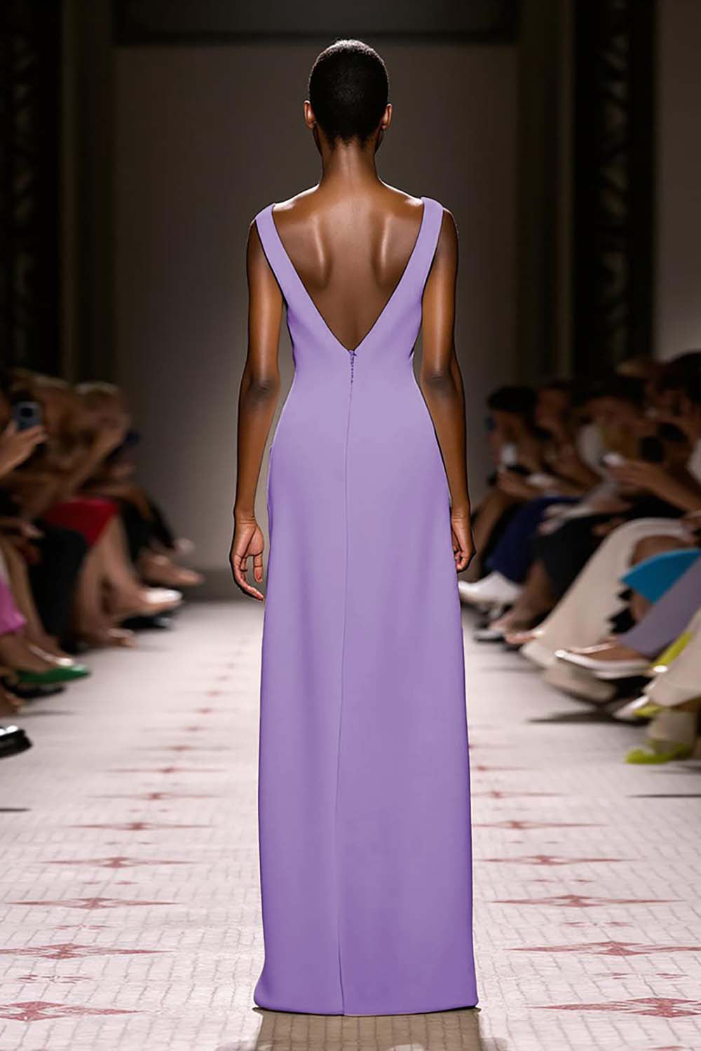 Simple Ivory V-Neck Sheath Long Evening Dress - Image 8