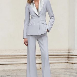 Silver Peak Lapel Double Breasted 2-Piece Women Suits