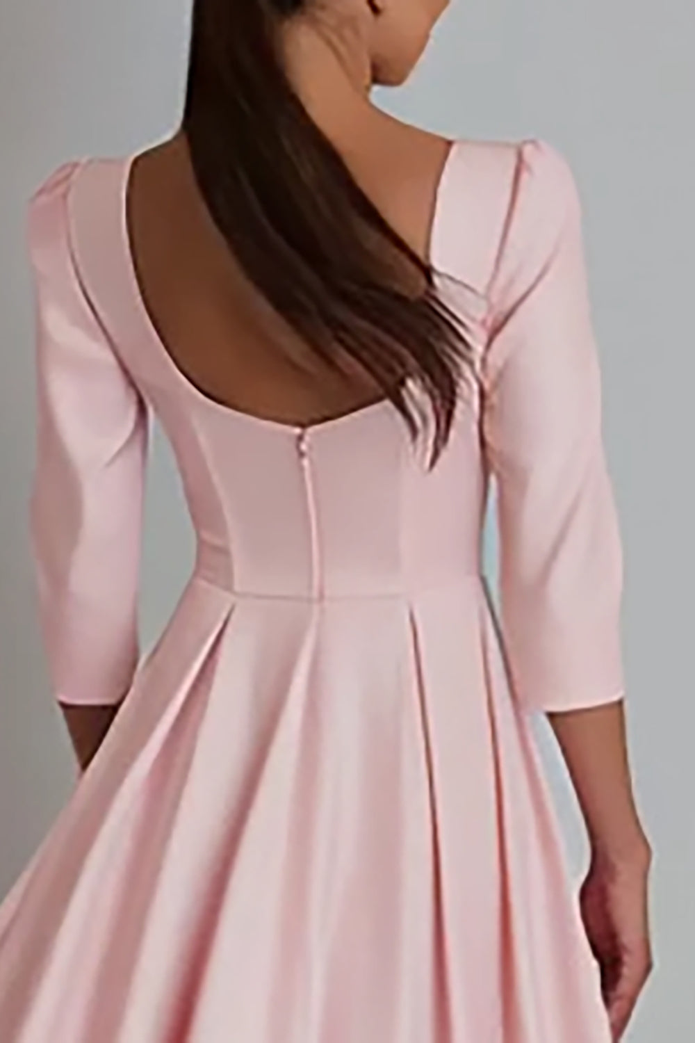 Simple Pink A-Line Square Neck Work Dress - Image 4