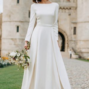 Simple Ivory A-Line Long Sleeves Bridal Shower Dress