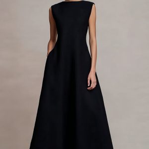 Simple Black A-Line Maxi Formal Dress
