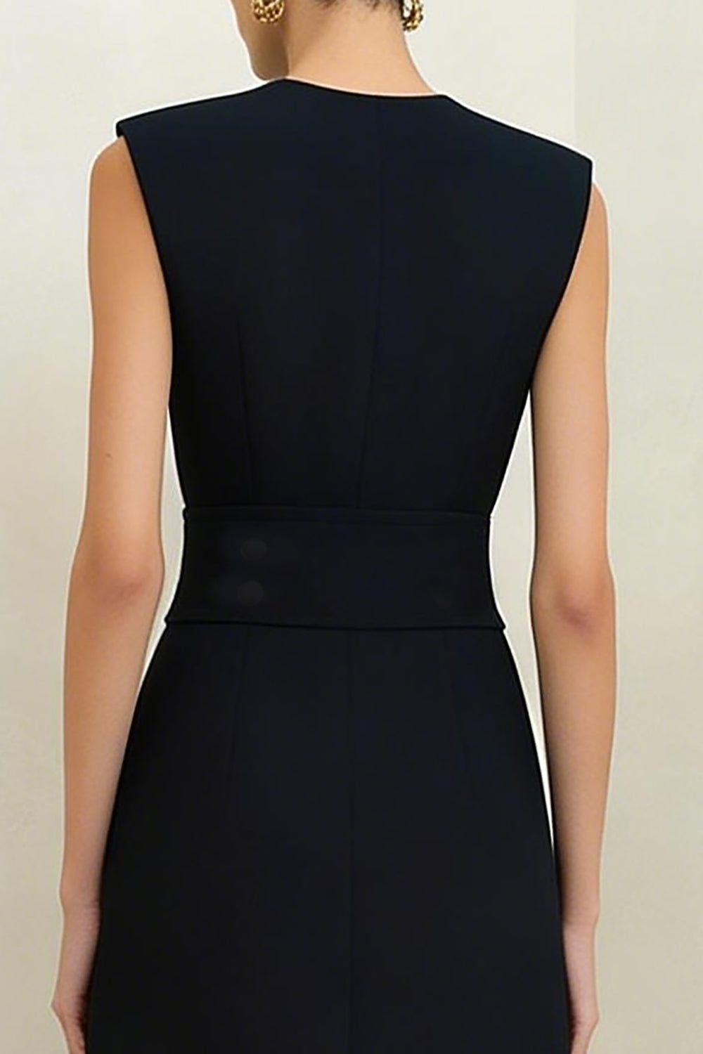 Simple Round Neck Black A Line Work Dress - Image 4
