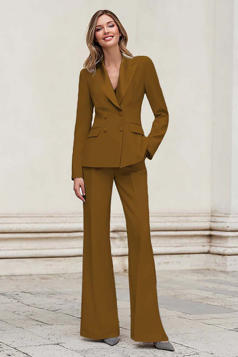 Silver Peak Lapel Double Breasted 2-Piece Women Suits - Image 5