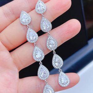 Silver Rhinestone Drop Earrings
