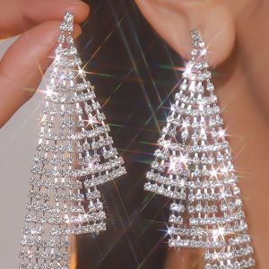 Silver Rhinestone Drop Earrings