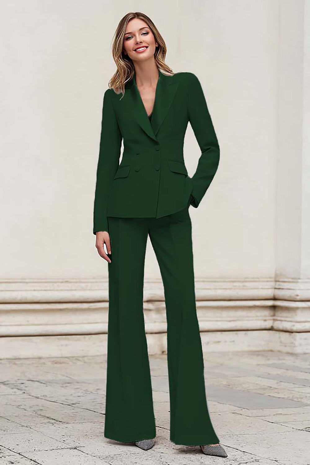 Silver Peak Lapel Double Breasted 2-Piece Women Suits - Image 7