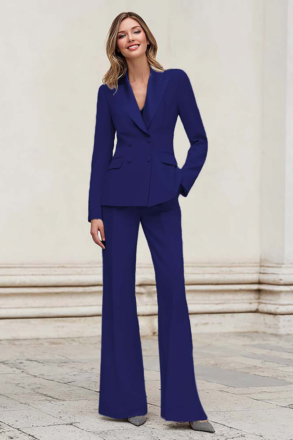 Silver Peak Lapel Double Breasted 2-Piece Women Suits - Image 8