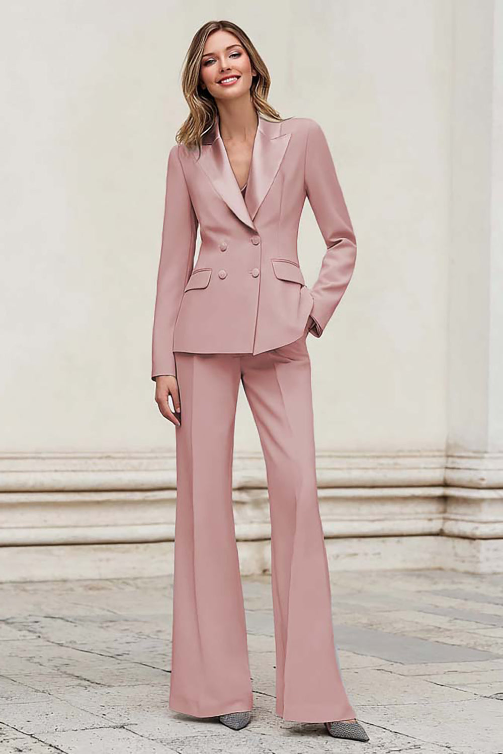 Silver Peak Lapel Double Breasted 2-Piece Women Suits - Image 10