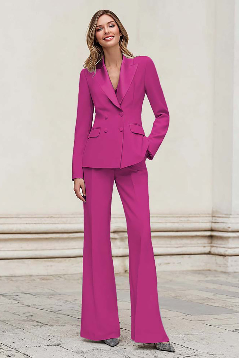 Silver Peak Lapel Double Breasted 2-Piece Women Suits - Image 11