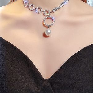 Silver Sparking Rhinestone Choker Necklace