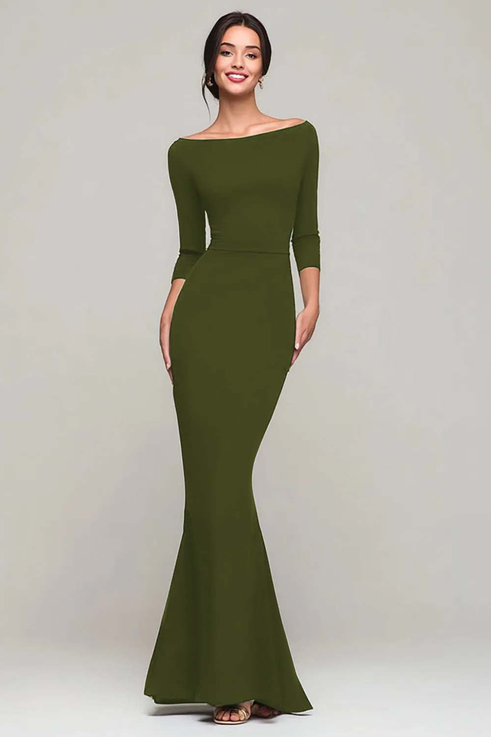 Simple Mermaid Bateau Neck Black Tie Dress - Image 9