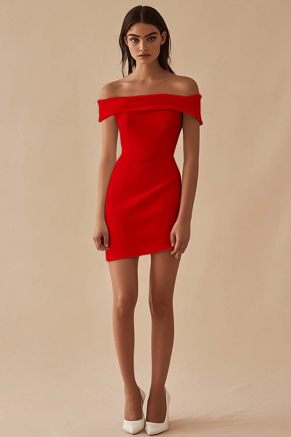 Simple Sheath Off the Shoulder Satin Short White Graduation Dress - Image 14