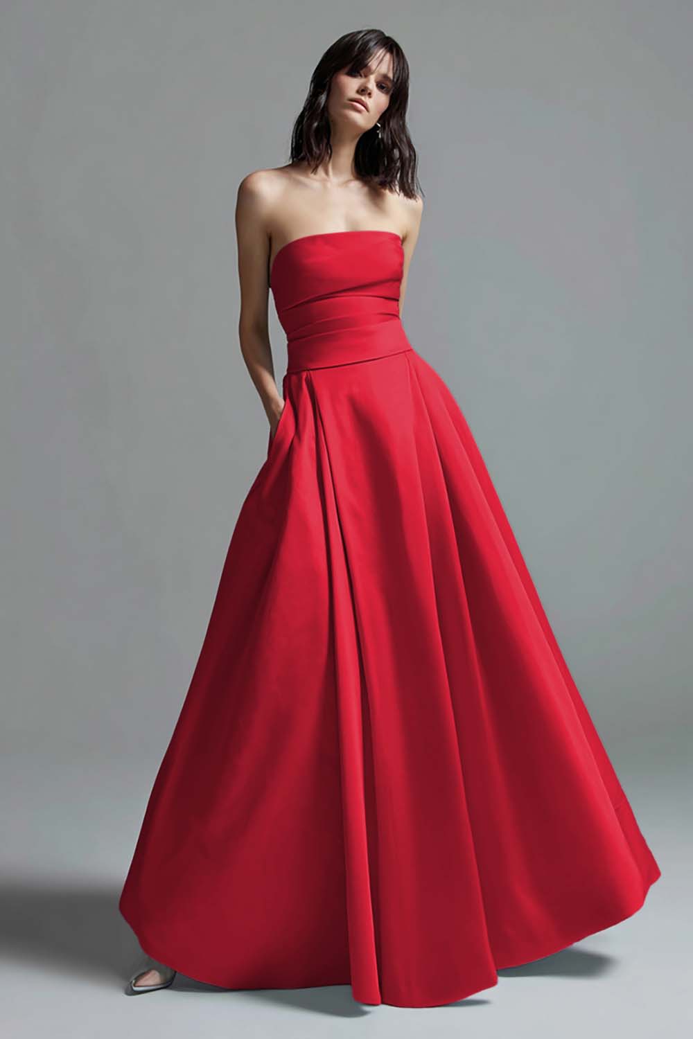 Sky Blue A-Line Strapless Satin Formal Dress - Image 7